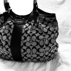 Coach Black and Gray Signature Tote